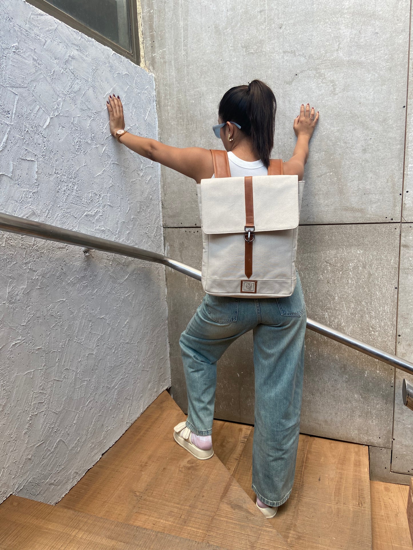 Canvas Backpack- White