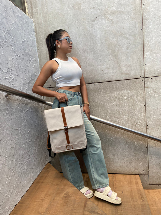 Canvas Backpack- White